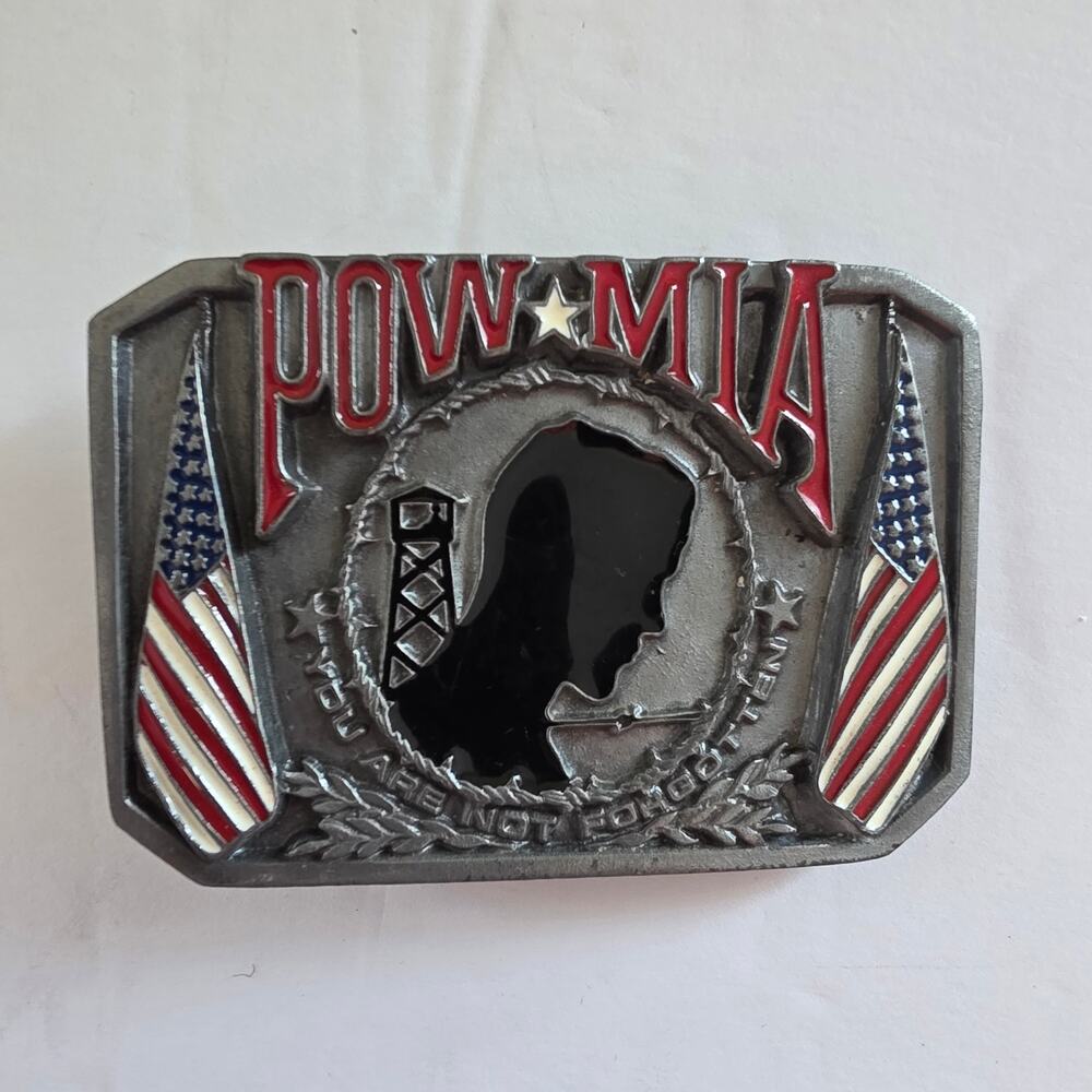Vintage POW MIA You Are Not Forgotten Belt Buckle